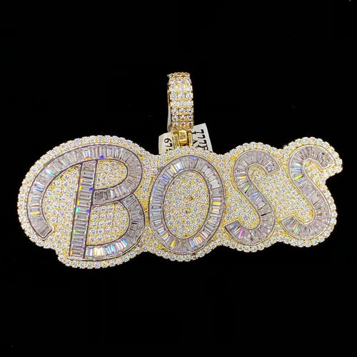 BOSS Baguette Piece VVS CZ Hip Hop Bling Bling Pendant
