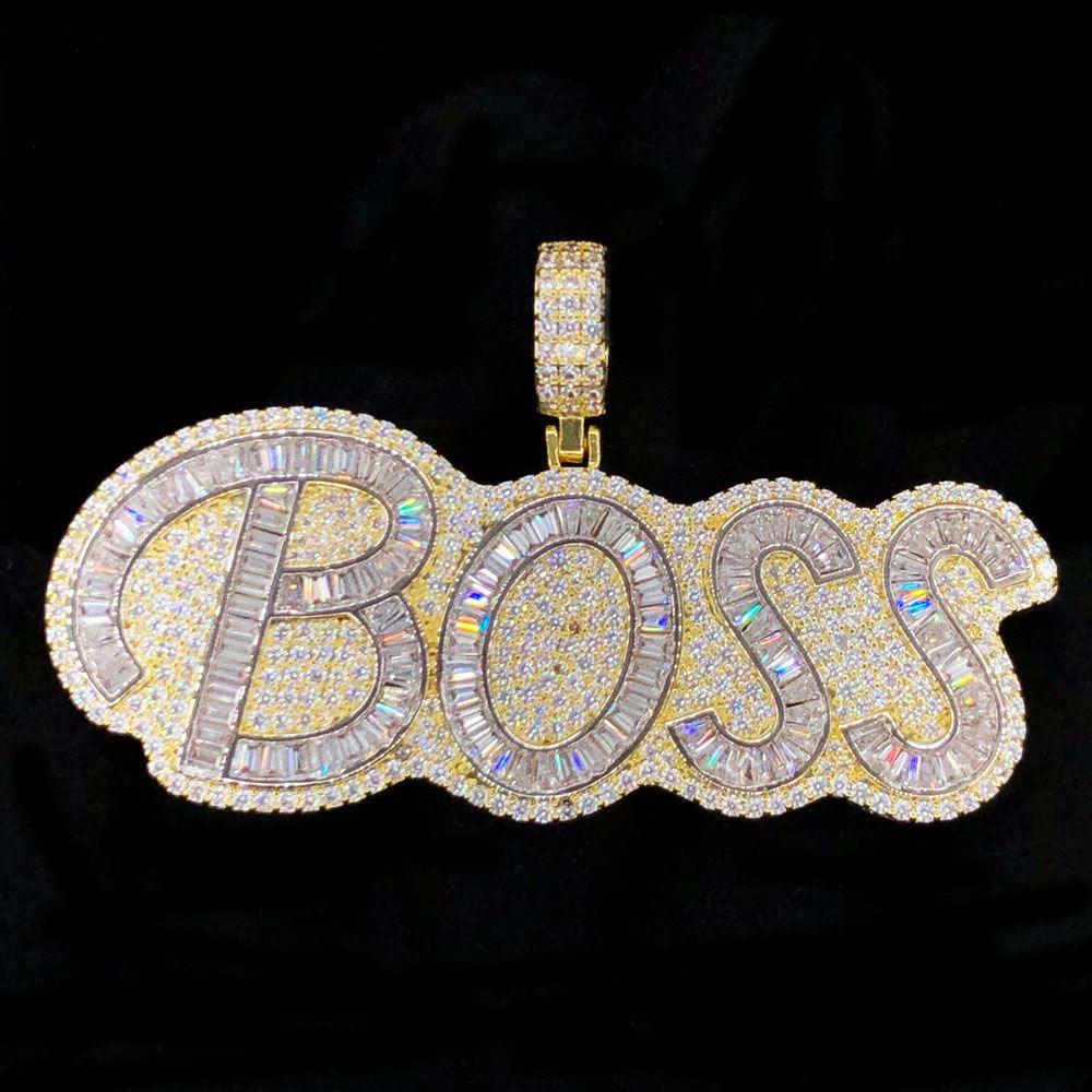 BOSS Baguette Piece VVS CZ Hip Hop Bling Bling Pendant