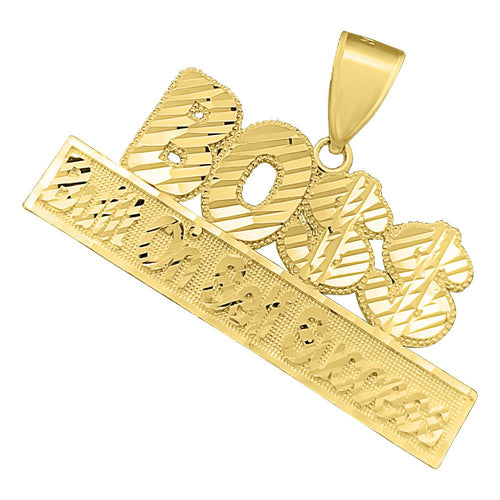 BOSS Built On Self Success DC 10K Yellow Gold Pendant