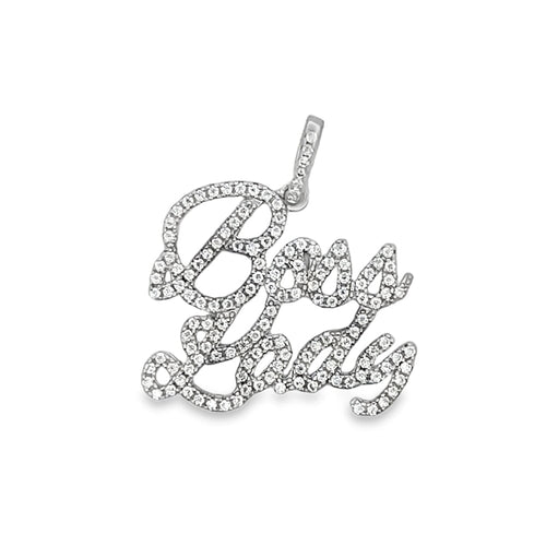 Boss Lady Iced Out Moissanite Pendant .925 Sterling Silver
