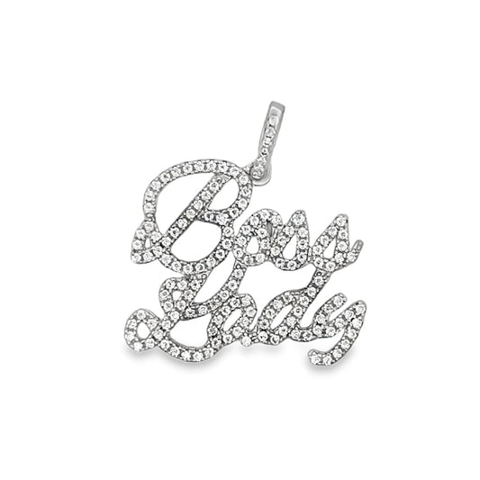Boss Lady Iced Out Moissanite Pendant .925 Sterling Silver