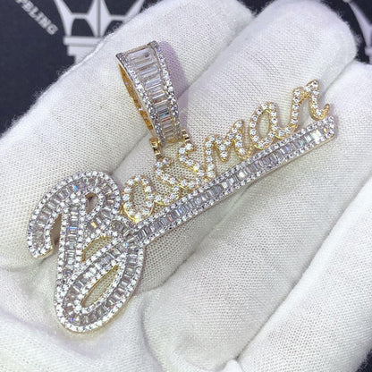 Bossman Baguette VVS CZ Hip Hop Iced Out Pendant
