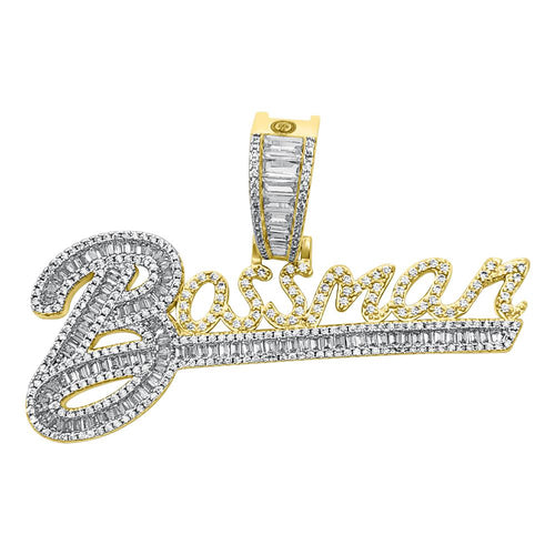 Bossman Baguette VVS CZ Hip Hop Iced Out Pendant