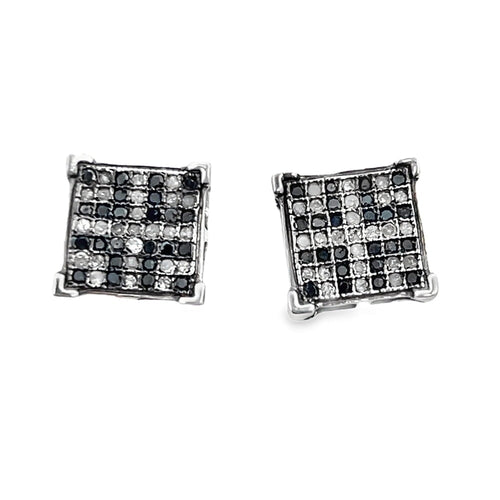 Box Cross Black Diamond Earrings .33cttw .925 Sterling Silver