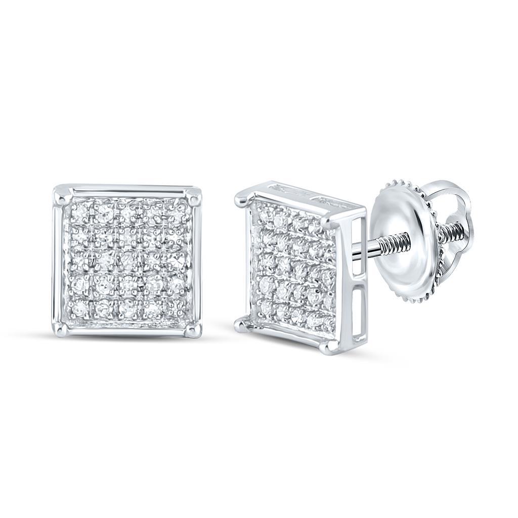 Box Micro Pave Diamond Earrings 10K Gold