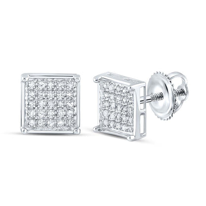 Box Micro Pave Diamond Earrings 10K Gold