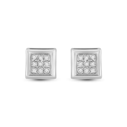 Box Micro Pave Diamond Earrings 10K Gold