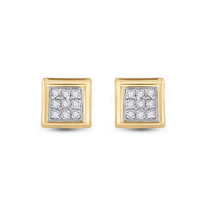 Box Micro Pave Diamond Earrings 10K Gold