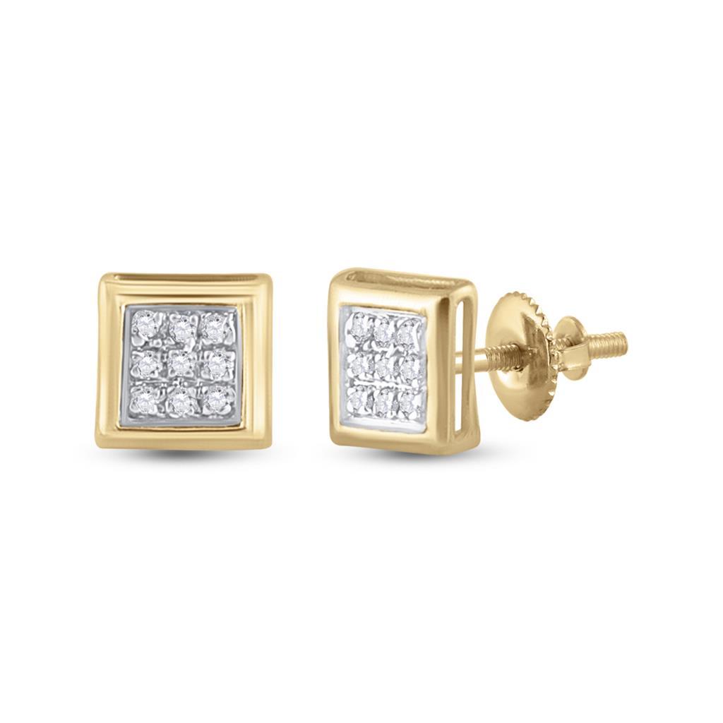 Box Micro Pave Diamond Earrings 10K Gold