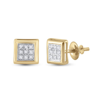Box Micro Pave Diamond Earrings 10K Gold