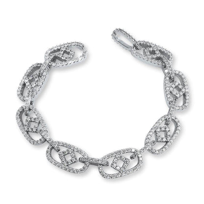 Box Oval Link CZ Iced Out Hip Hop Bracelet