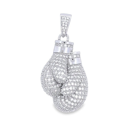 Boxing Gloves Iced Out VVS Moissanite Pendant .925 Sterling Silver