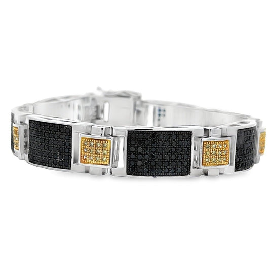 Boxy Link Black & Yellow CZ Hip Hop Bracelet