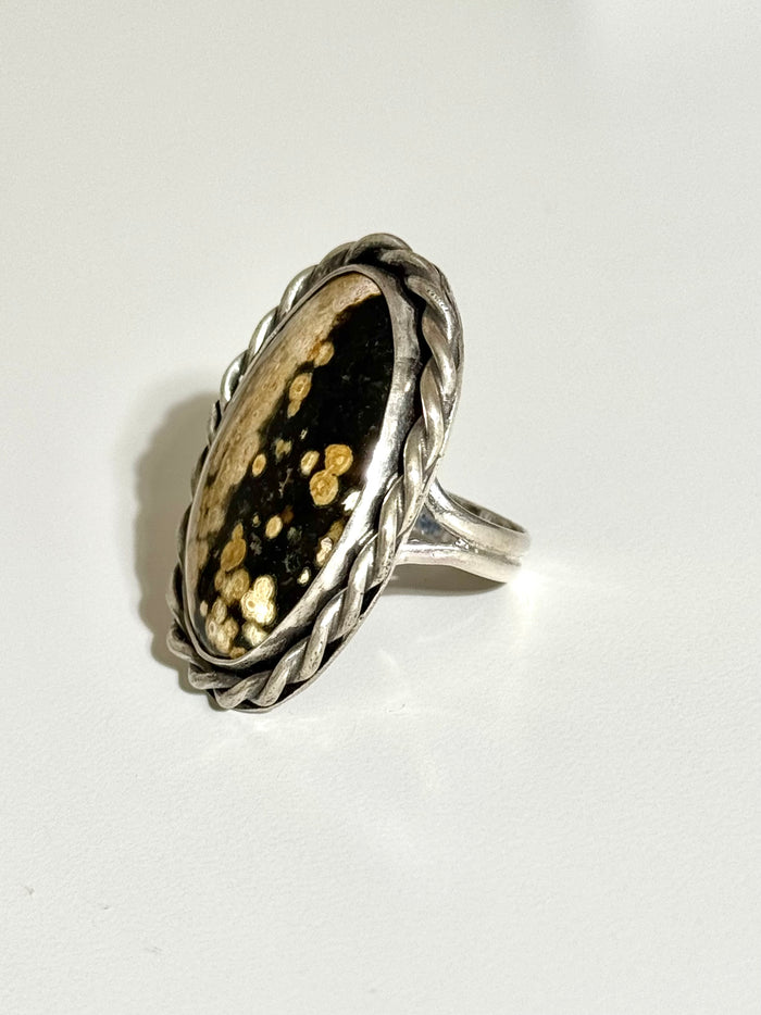 Braided Ocean Jasper Ring Size 7.5