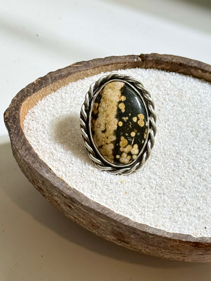 Braided Ocean Jasper Ring Size 7.5