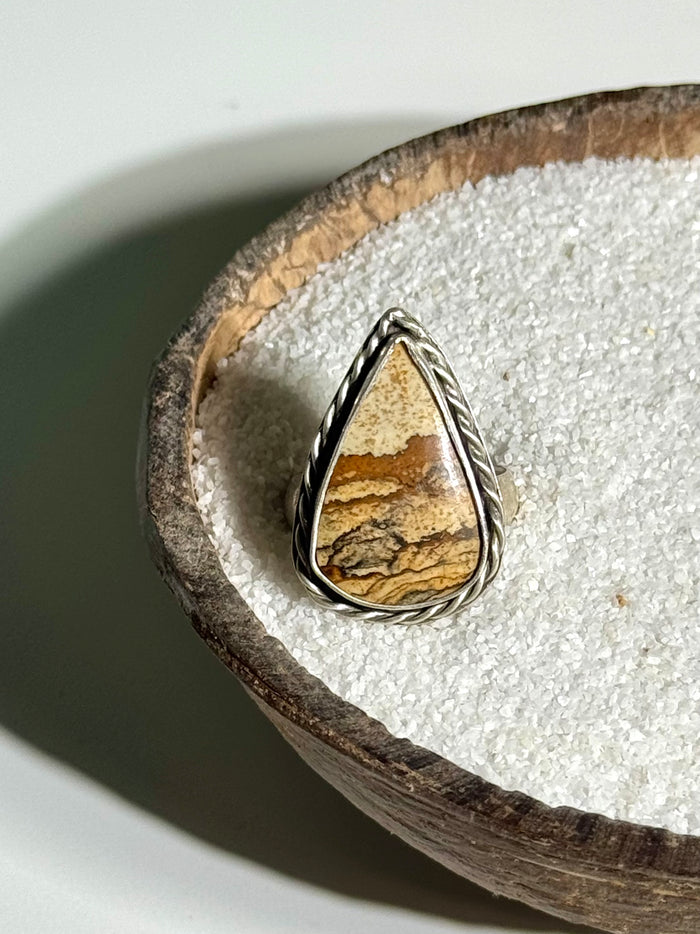 Braided Picture Jasper Ring - Size 6