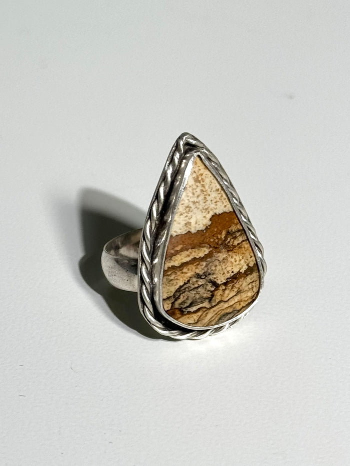 Braided Picture Jasper Ring - Size 6