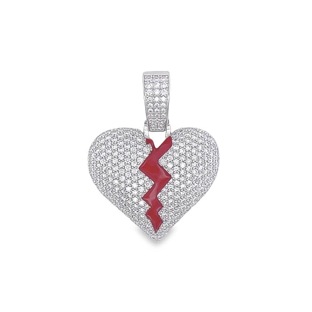 Broken Heart VVS Moissanite Pendant .925 Sterling Silver