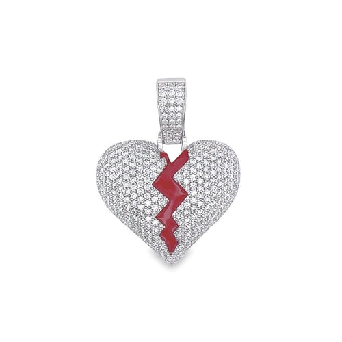 Broken Heart VVS Moissanite Pendant .925 Sterling Silver