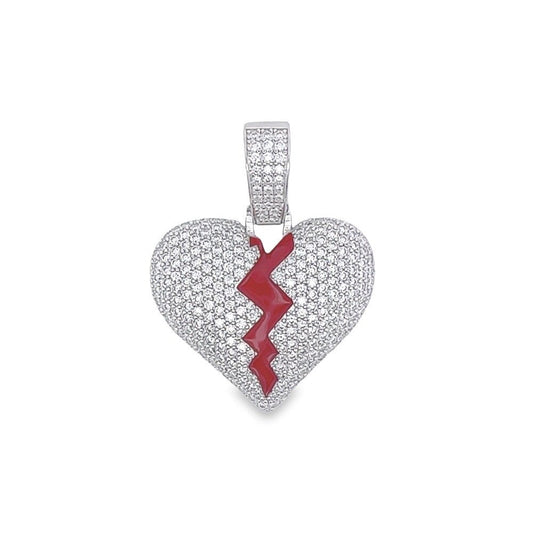 Broken Heart VVS Moissanite Pendant .925 Sterling Silver