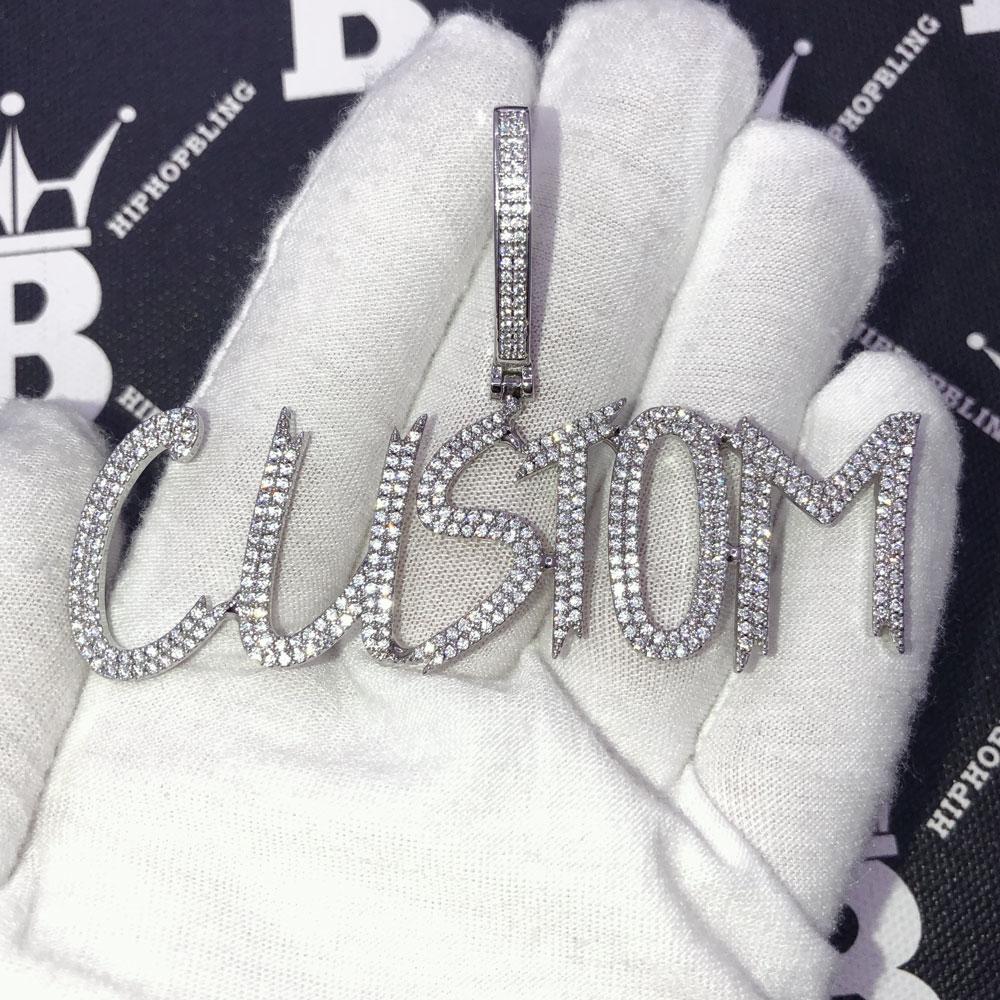 Brush 2 Row Custom Name Pendant Hip Hop Bling