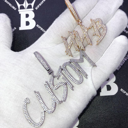 Brush 2 Row Custom Name Pendant Hip Hop Bling