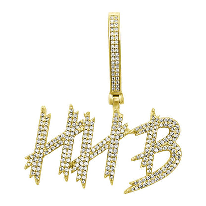 Brush 2 Row Custom Name Pendant Hip Hop Bling