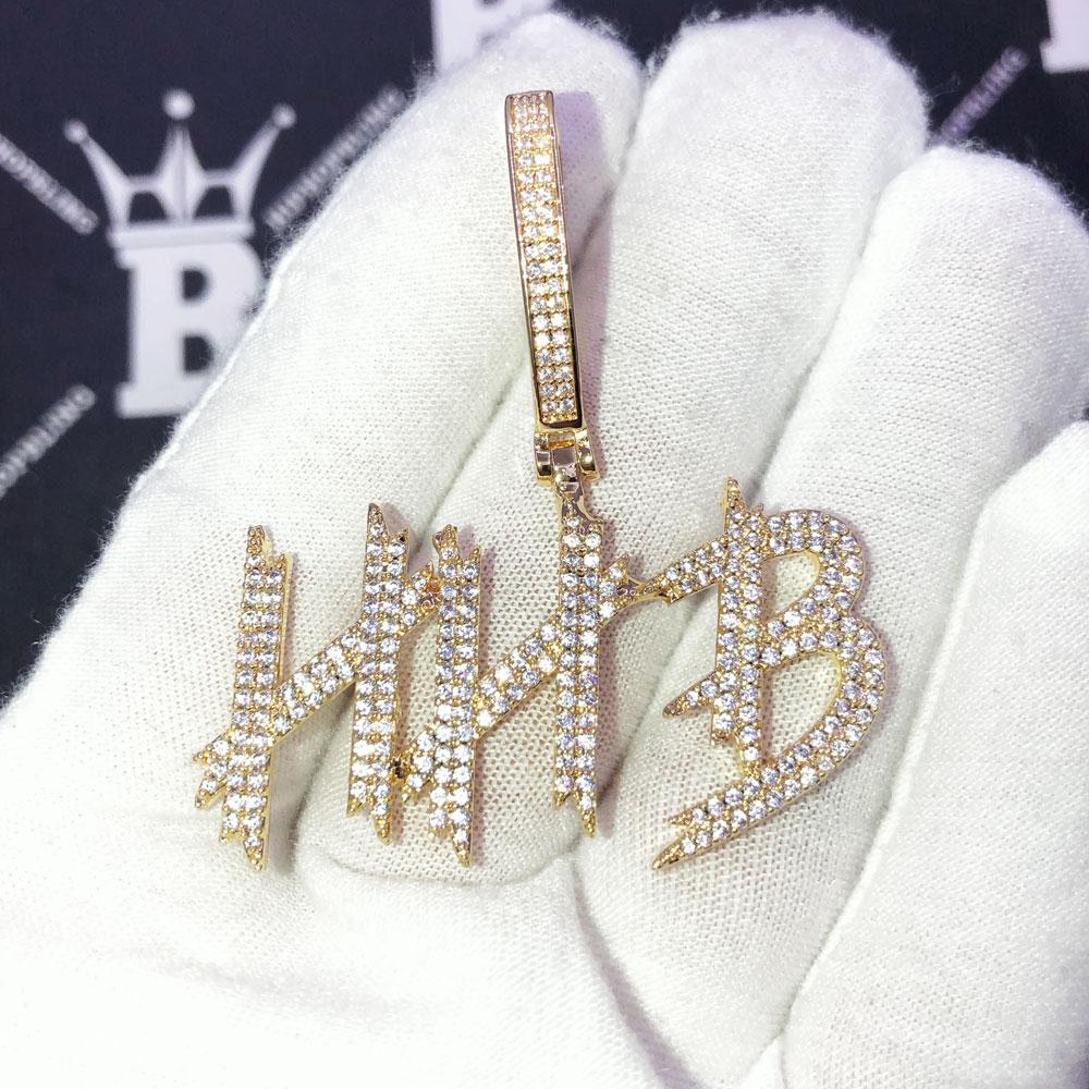Brush 2 Row Custom Name Pendant Hip Hop Bling