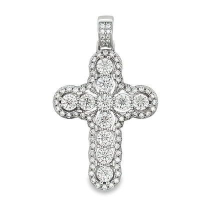 Bubble Cross 6.81cttw VVS Moissanite Pendant .925 Sterling Silver