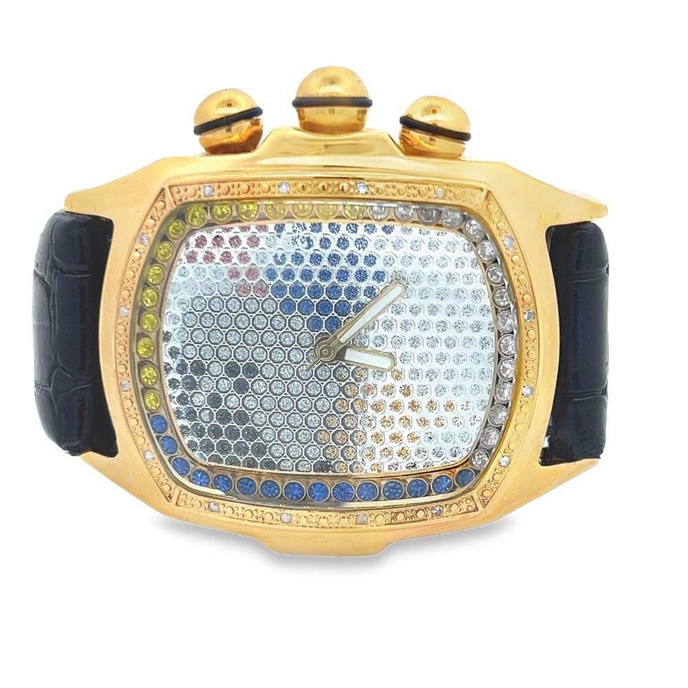 Bubble Face World Map Real Diamond Watch