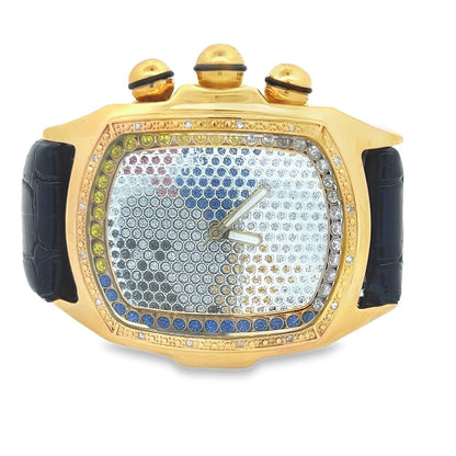Bubble Face World Map Real Diamond Watch
