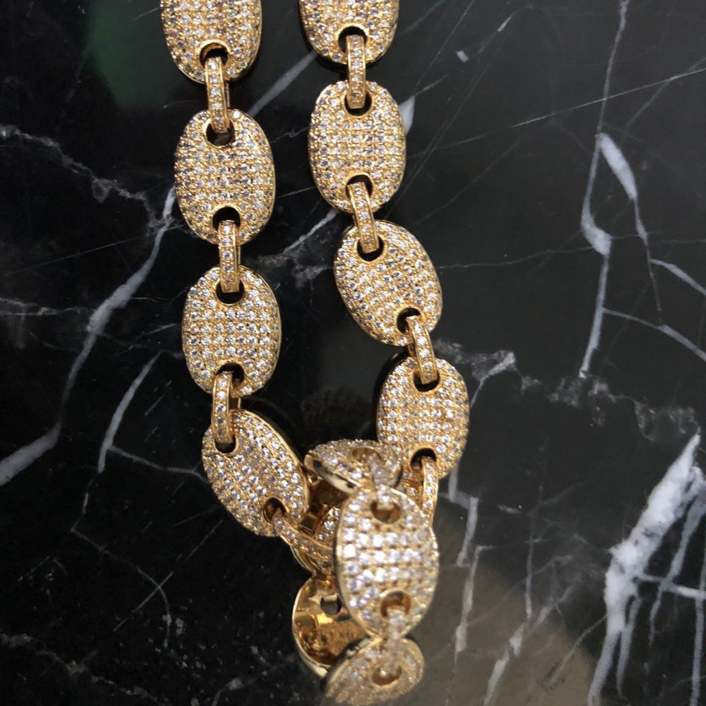 Bubble Link Mariner Bling Bling Gold CZ Chain
