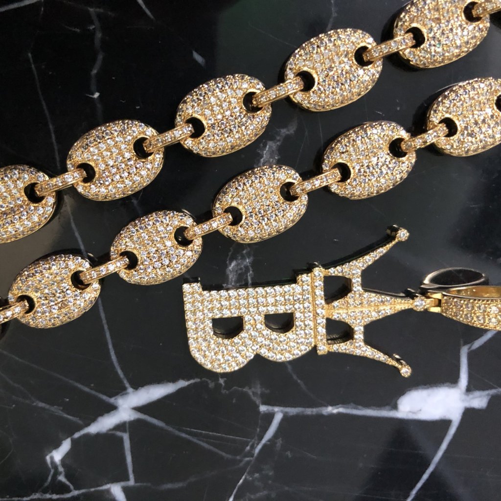 Bubble Link Mariner Bling Bling Gold CZ Chain