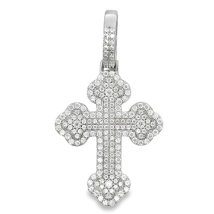 Budded Cross 3.31cttw VVS Moissanite Pendant .925 Sterling Silver