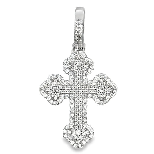 Budded Cross 3.31cttw VVS Moissanite Pendant .925 Sterling Silver