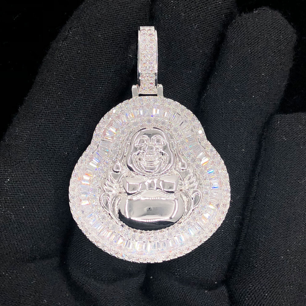 Buddha Baguette 6.1cttw VVS Moissanite Pendant .925 Sterling Silver