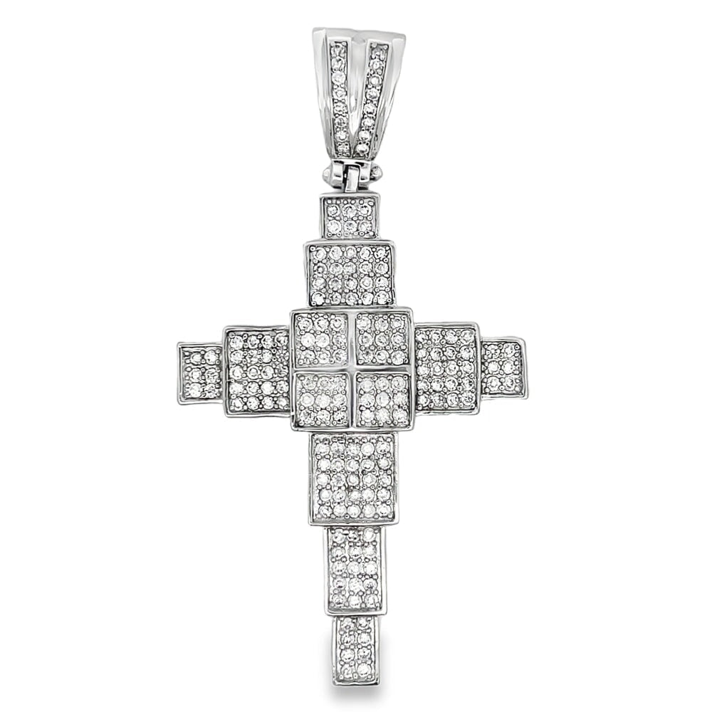 Building Blocks Cross CZ Micro Pave Bling Bling Pendant
