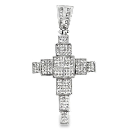 Building Blocks Cross CZ Micro Pave Bling Bling Pendant