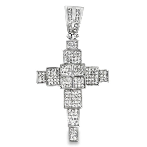 Building Blocks Cross CZ Micro Pave Bling Bling Pendant