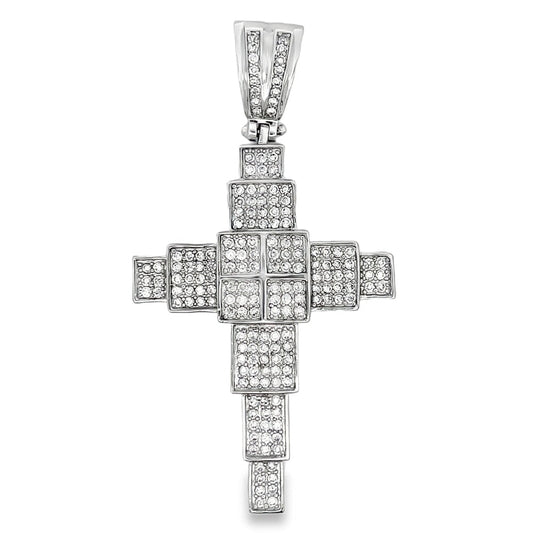 Building Blocks Cross CZ Micro Pave Bling Bling Pendant