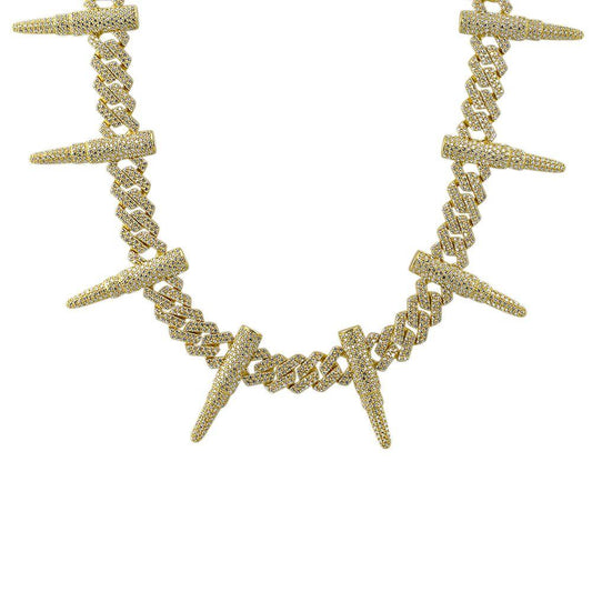 Bullet Cuban Link CZ Hip Hop Iced Out Chain