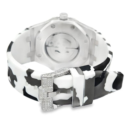 Bust Down Rubber Band Moissanite Steel VVS Iced Out Watch