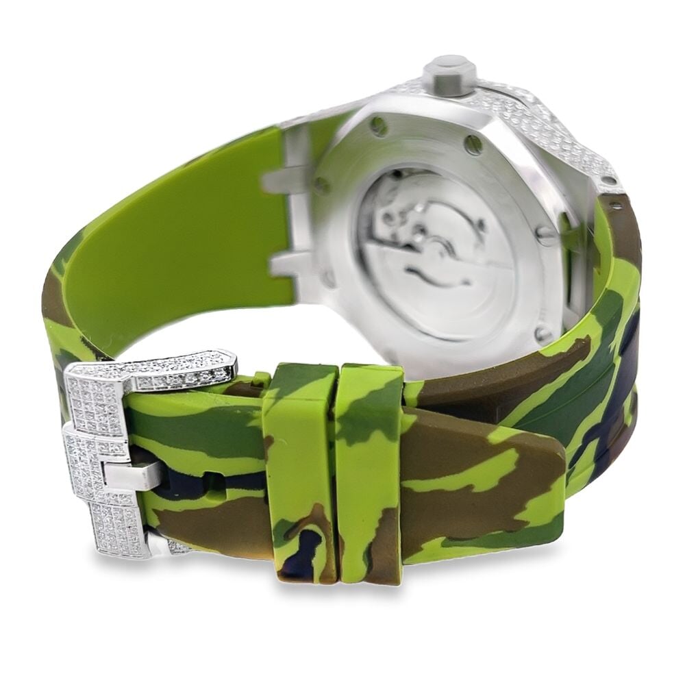 Bust Down Rubber Band Moissanite Steel VVS Iced Out Watch