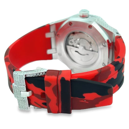 Bust Down Rubber Band Moissanite Steel VVS Iced Out Watch