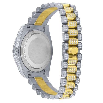 Bustdown Big CZ Bezel Date & Day Bling Bling Watch