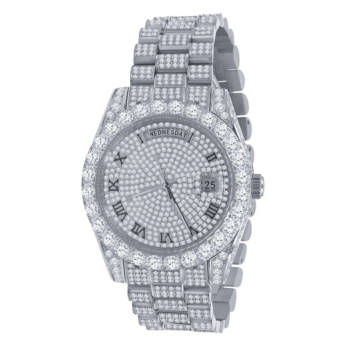 Bustdown Big CZ Bezel Date & Day Bling Bling Watch
