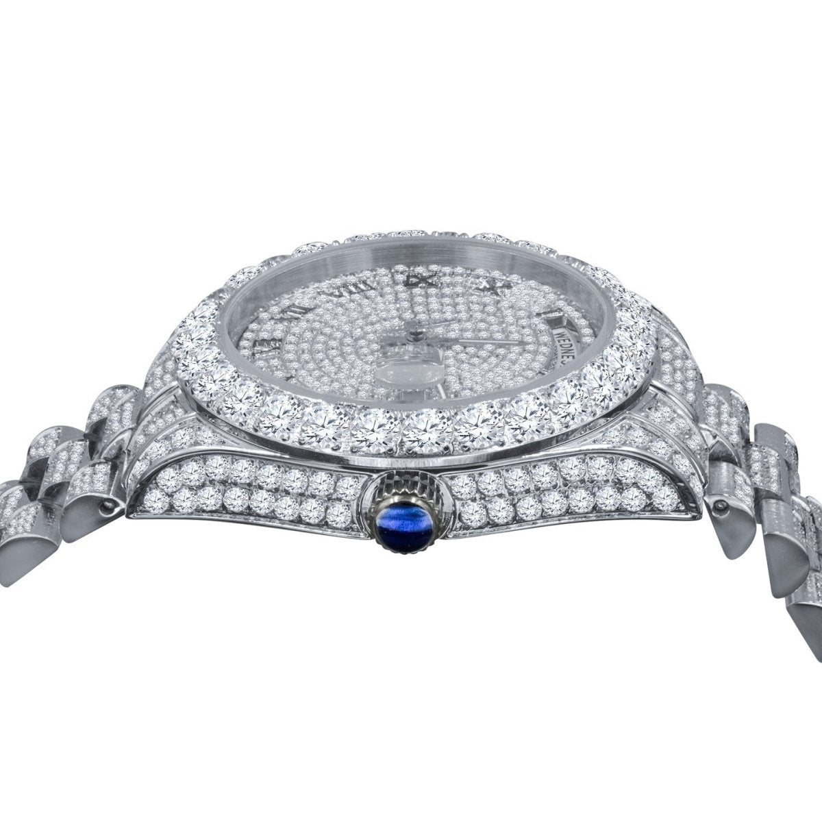 Bustdown Big CZ Bezel Date & Day Bling Bling Watch