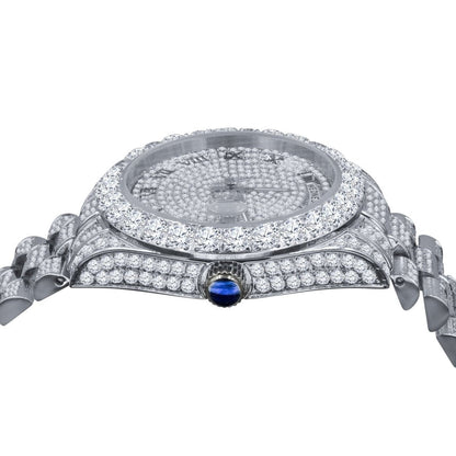 Bustdown Big CZ Bezel Date & Day Bling Bling Watch