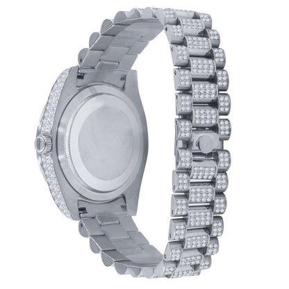 Bustdown Big CZ Bezel Date & Day Bling Bling Watch