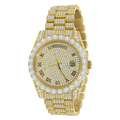Bustdown Big CZ Bezel Date & Day Bling Bling Watch